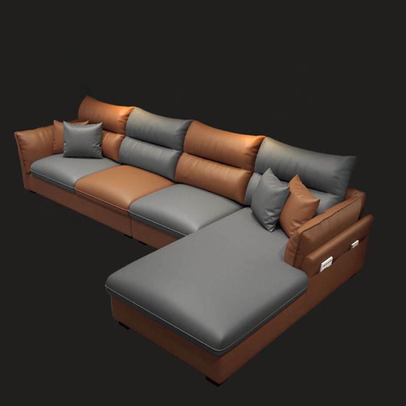 Mid Century Modern Faux Feather 4-seat Sofa & Chaise For Living Room Clearhalo 'furn' 'furn_sectionals' 'Furniture' 'Living Room Furniture' 'Sectionals' 1200x1200_cdf2d836-94bc-4ca5-a44a-cf8733e64609