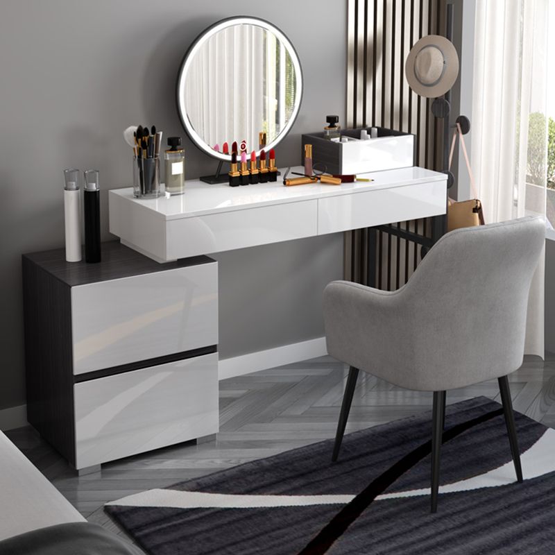 Modern 28.94" H Vanity Dressing Table Set 4 Drawers White Dresser with Stool Clearhalo 'Bedroom Furniture' 'furn' 'furn_makeup_vanities' 'Furniture' 'Makeup Vanities' 'makeup_vanities' 1200x1200_cdf31445-abba-4286-aa59-9417dff7317e