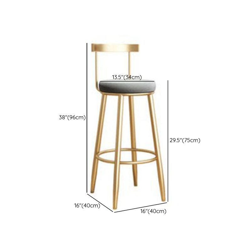 Glam Armless Backrest Counter Stool Iron Bar Stool with Cushion and Pedal for Kitchen Use Clearhalo 'Bar Furniture' 'Bar Stools' 'bar_stools' 'furn' 'furn_bar_stools' 'Furniture' 'Kitchen & Dining Furniture' 1200x1200_cdf415f3-2fcc-40d6-8992-5b6ca8f01aea