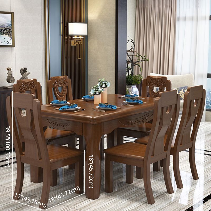 Traditional Style Rectangular Dining RoomTable Set for 6 with Parson Chairs Walnut Dining Set Clearhalo 'Dining Room Sets' 'Dining Tables & Seating' 'dining_room_set' 'furn' 'furn_dining_room_set' 'Furniture' 'furniture_dining_room_set' 'Kitchen & Dining Furniture' 'kitchen&dining_furn' 'kitchen' 1200x1200_cdf49815-9a41-4c3a-9bd7-dc68a76fef92