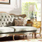French Country Sofa Solid Wood Tufted Split-Back Settee for Living Room