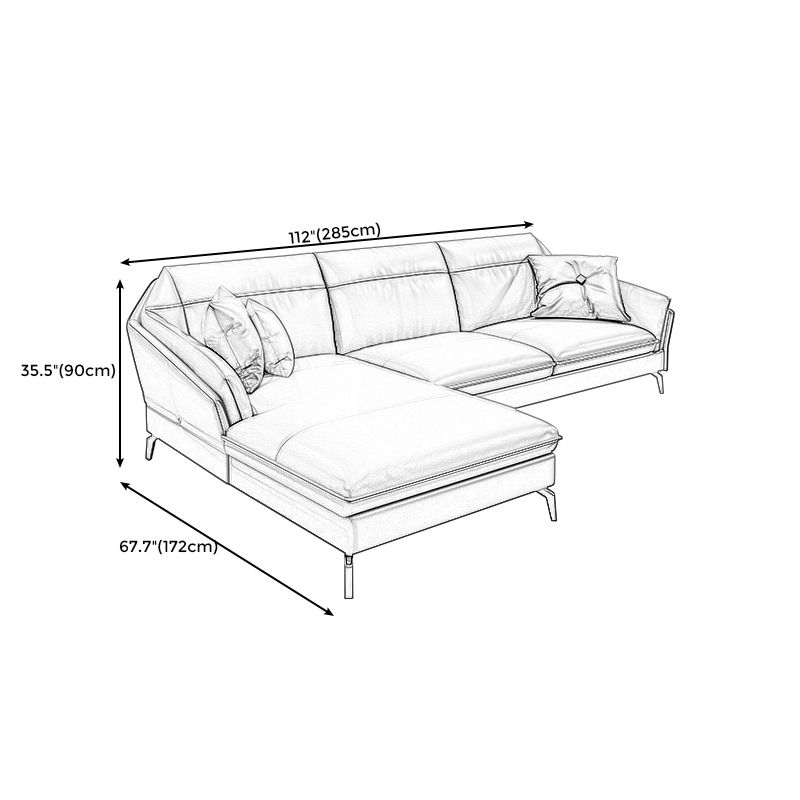 Sloped Arms Genuine Leather Sectional Sofa 35.43"High Cushion Back Sofa, Dark Brown Clearhalo 'furn' 'furn_sectionals' 'Furniture' 'furniture_sectionals' 'kitchen' 'kitchen_sectionals' 'Living Room Furniture' 'Sectionals' 1200x1200_cdf5301e-8b0b-43a1-9405-0c49d0f20e3c