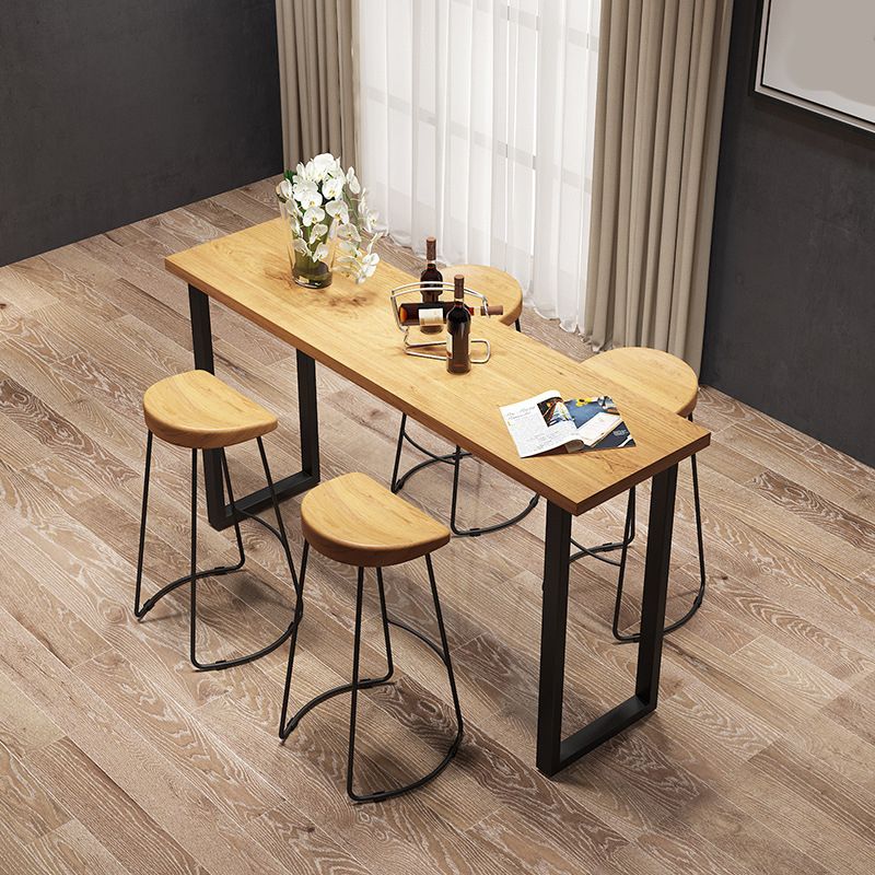 Modern 1/4/5 Pieces Bar Table Set Rectangle Wood Counter Table with High Stools for Cafe Clearhalo 'Bar Furniture' 'furn' 'furn_home_bar_bar_sets' 'Furniture' 'Home Bars & Bar Sets' 'home_bar_bar_sets' 'Kitchen & Dining Furniture' 1200x1200_cdf625a6-8375-41cd-9923-41a1bbcd75e1