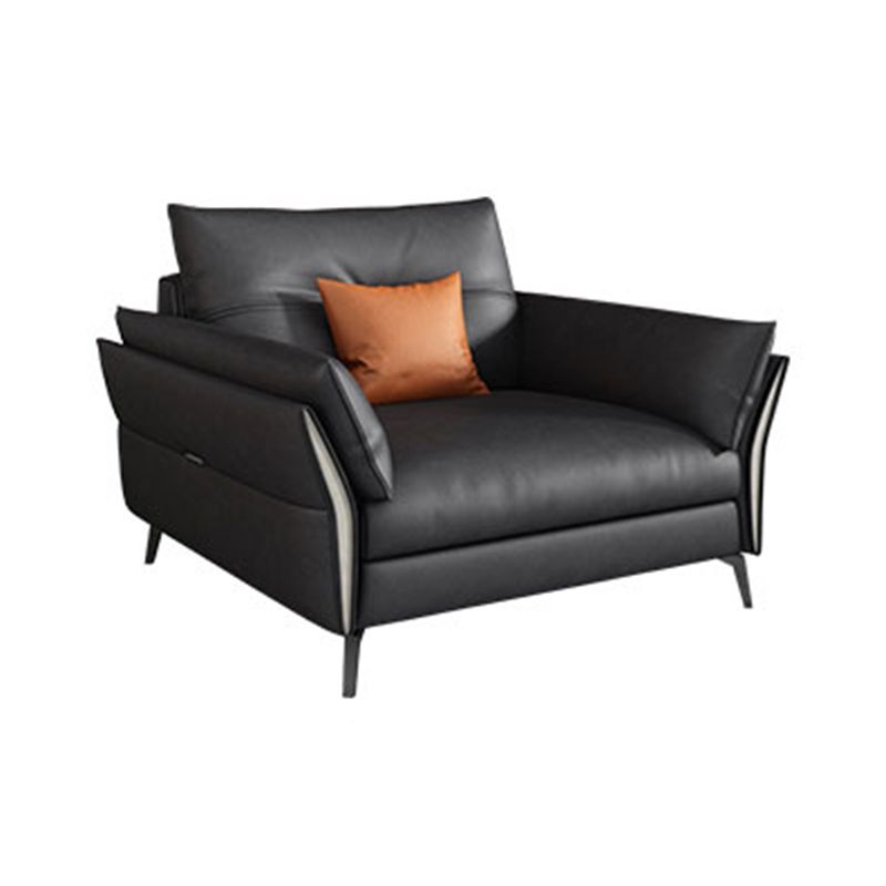 Mid Century Faux Leather Sectional Flared Arm Sectional Set in Black Clearhalo 'furn' 'furn_sectionals' 'Furniture' 'Living Room Furniture' 'Sectionals' 1200x1200_cdf6ff8f-b317-4a7f-a83a-79003bfda006