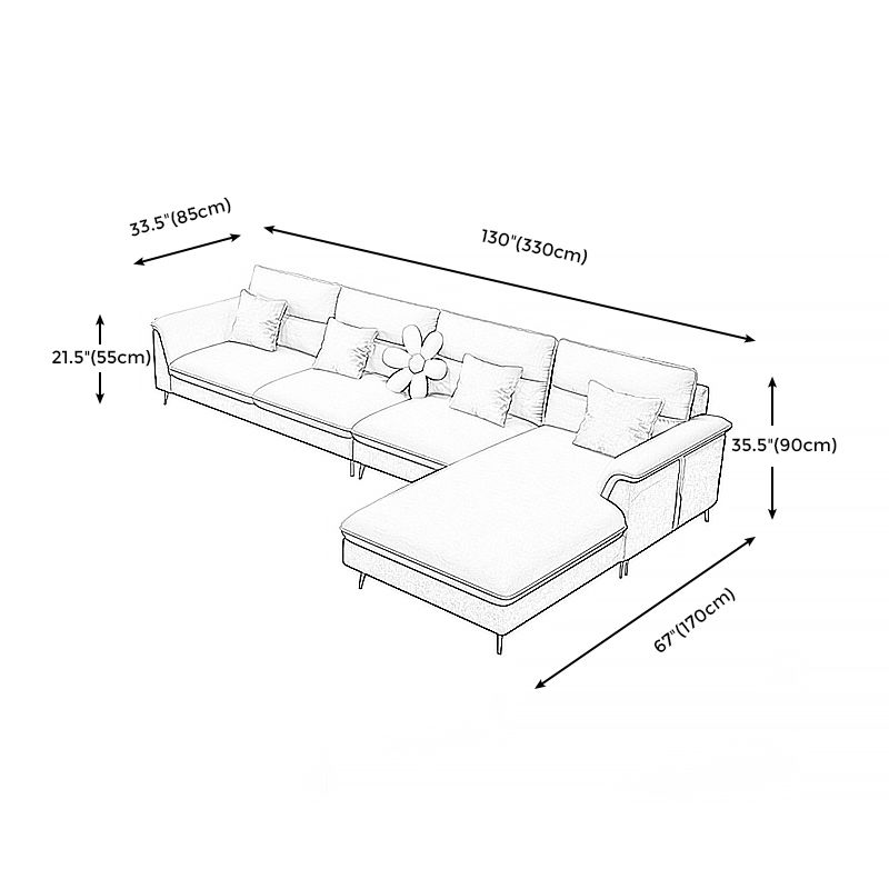 Modern Faux Leather Square Arm Sofa with Bolster Pillows for Living Room Clearhalo 'furn' 'furn_sectionals' 'Furniture' 'furniture_sectionals' 'kitchen' 'kitchen_sectionals' 'Living Room Furniture' 'Sectionals' 1200x1200_cdf74ab5-356f-49a8-a1de-85df5b10af85