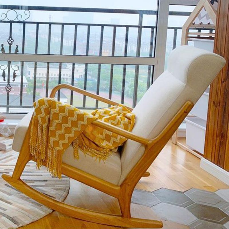 Chaise de culbuteur moderne rembourrée avec planeur de cadre gris pour le salon