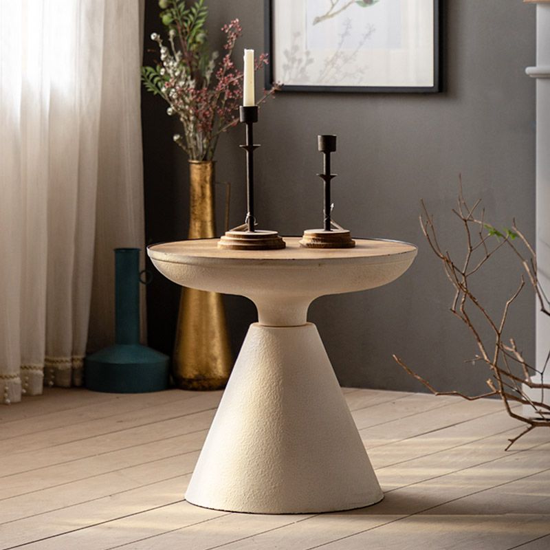 Mesa de cóctel envejecida de estilo francés, mesa de centro con pedestal de madera para sala de estar