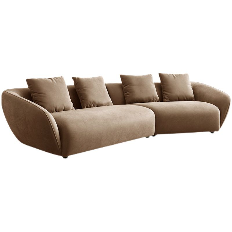 Nordic Wooden 3 Seater Sofa Chaise Dark Brown  Sloped Arm Sofa