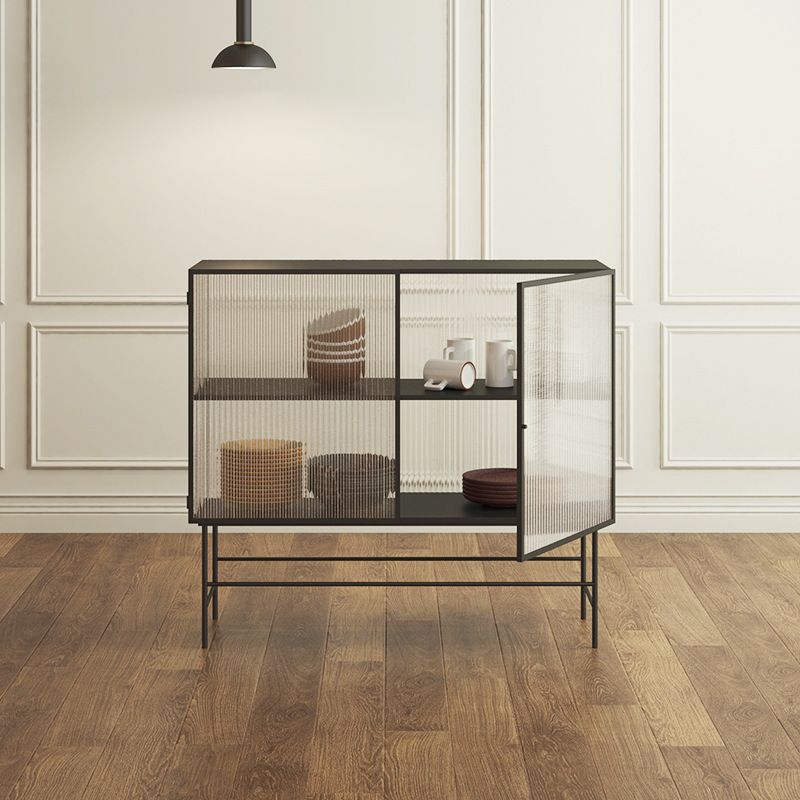 2 glazen deuren keuken server metalen 36-inch hoogte eetserver voor eetkamer