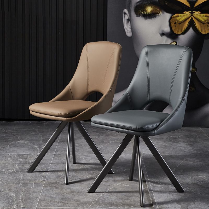 Contemporary Design Open Back Dining Side Chairs Leather Dining Chairs Clearhalo ' kitchen&dining_furn' 'Dining Chairs' 'Dining Tables & Seating' 'dining_chair' 'furn' 'furn_dining_chair' 'Furniture' 'furniture_dining_chair' 'Kitchen & Dining Furniture' 'kitchen' 1200x1200_cdfc8984-6835-4b0b-8a0c-a8981d0266a0