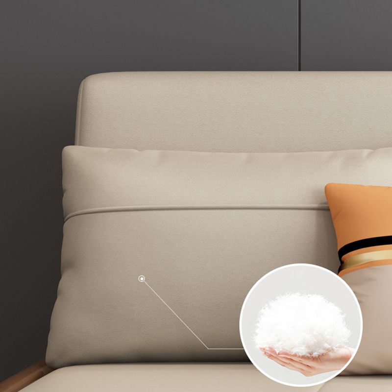 Canapé-lit beige et marron avec oreillers sièges convertibles avec rangement