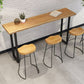 Metal Bar Table Rectangle Wood Top Bistro Pub Table Modern Style Breakfast Table