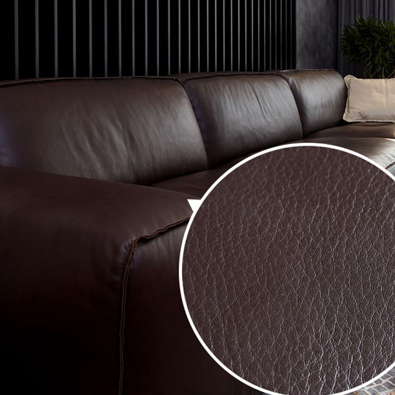 30"H Contemporary Seating Square Arm Pillows Gray Leather Sofa