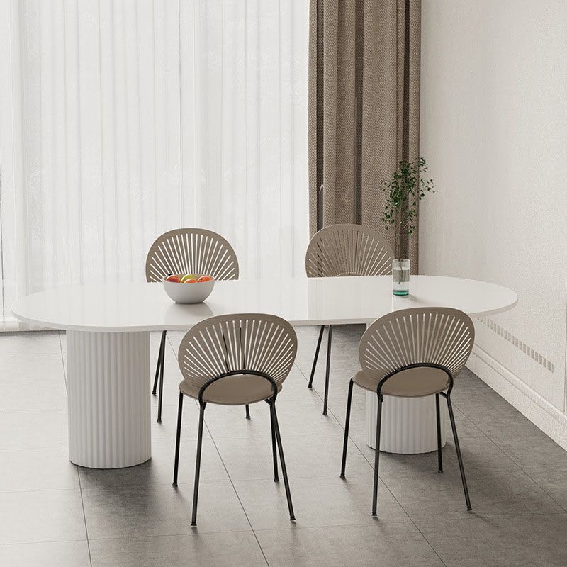 Dining Room Dinner Kitchen Table Double Pedestal Stone Oval Dining Table Clearhalo 'Dining Tables & Seating' 'Dining Tables' 'dining_table' 'furn' 'furn_dining_table' 'Furniture' 'Kitchen & Dining Furniture' 1200x1200_cdfff49b-3676-4ef1-b261-de01cc669171