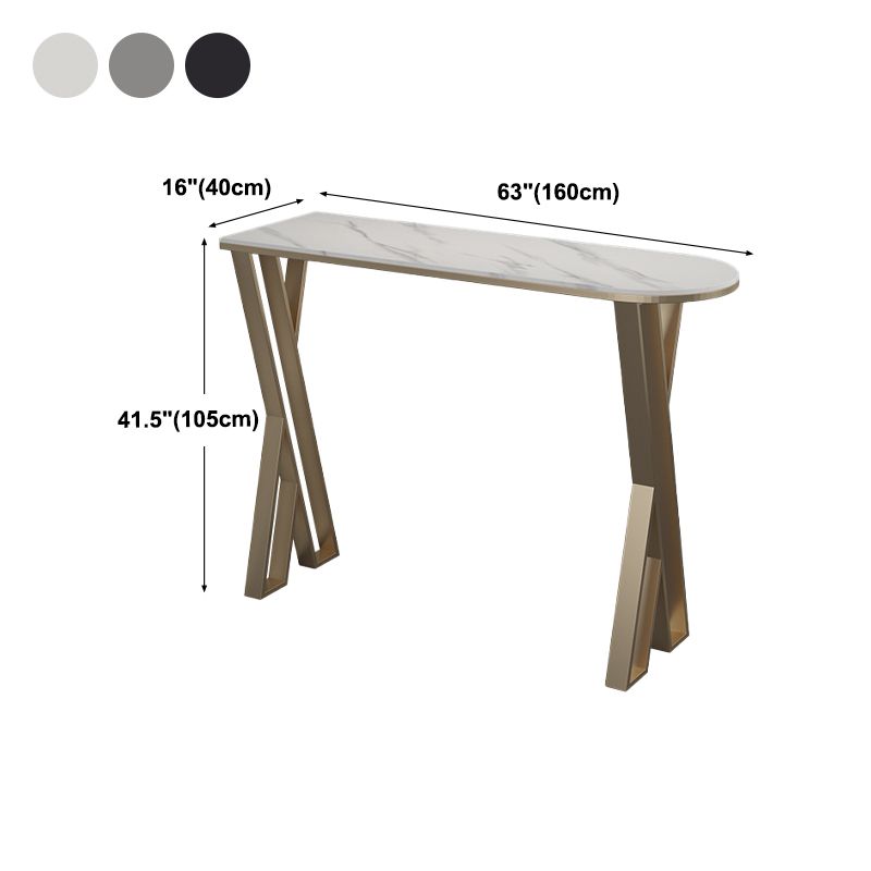 Glam Stone Pub Bar Table Indoor Gold Iron Bar Dining Table with Double Pedestal Clearhalo 'Bar Furniture' 'Bar Tables' 'bar_tables' 'furn' 'furn_bar_tables' 'Furniture' 'furniture_bar_tables' 'Kitchen & Dining Furniture' 'kitchen&dining_furn' 'kitchen' 1200x1200_cdfff88c-c1da-4936-9ce3-1bba32ae1225