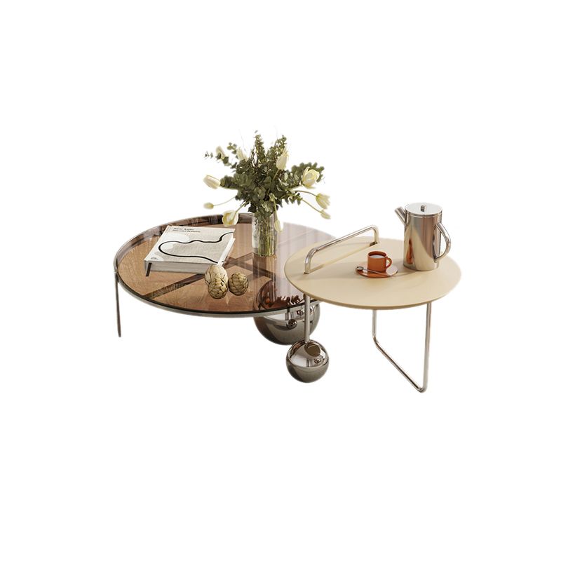Zeitgenössischer Cocktailtisch, runder Kaffee-Cocktailtisch aus Glas