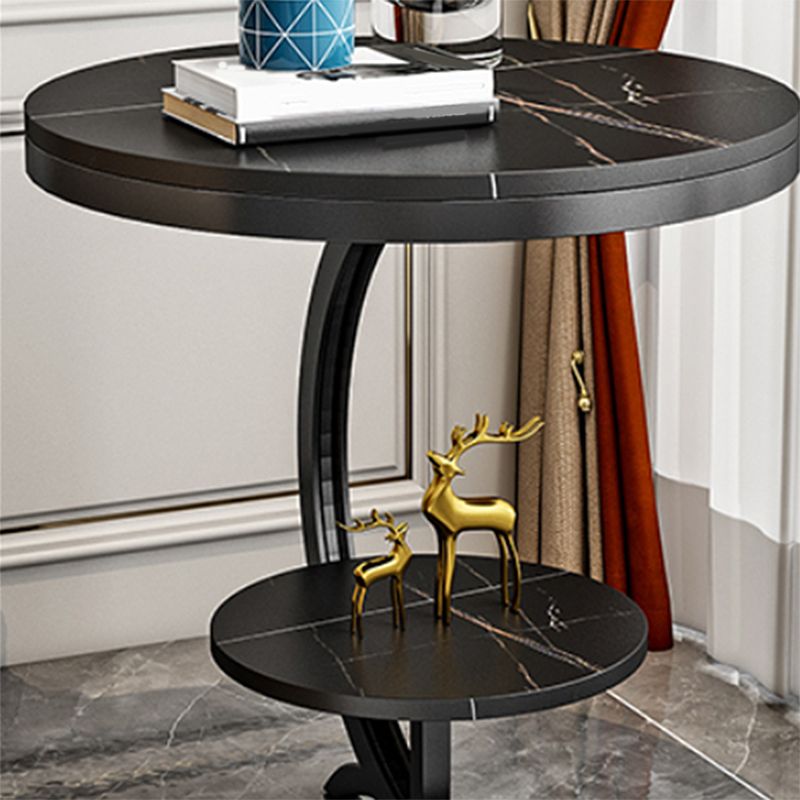 Glam Round Stone Side End Table Abstract Double Tier Sofa Side End Table Clearhalo 'Coffee & Accent Tables' 'End & Side Tables' 'end_side_tables' 'furn' 'furn_end_side_tables' 'Furniture' 'Living Room Furniture' 1200x1200_ce059ffb-6d62-415f-957d-30431b742db7