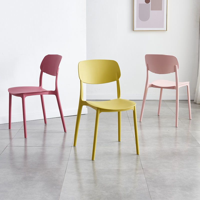 Plastic Scandinavian Armless Chair Open Back Dining Room Chair