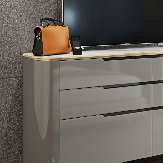 6-schüchternen Holz Sideboard moderner Tisch mit Steinarbeitsplatte für Wohnzimmer