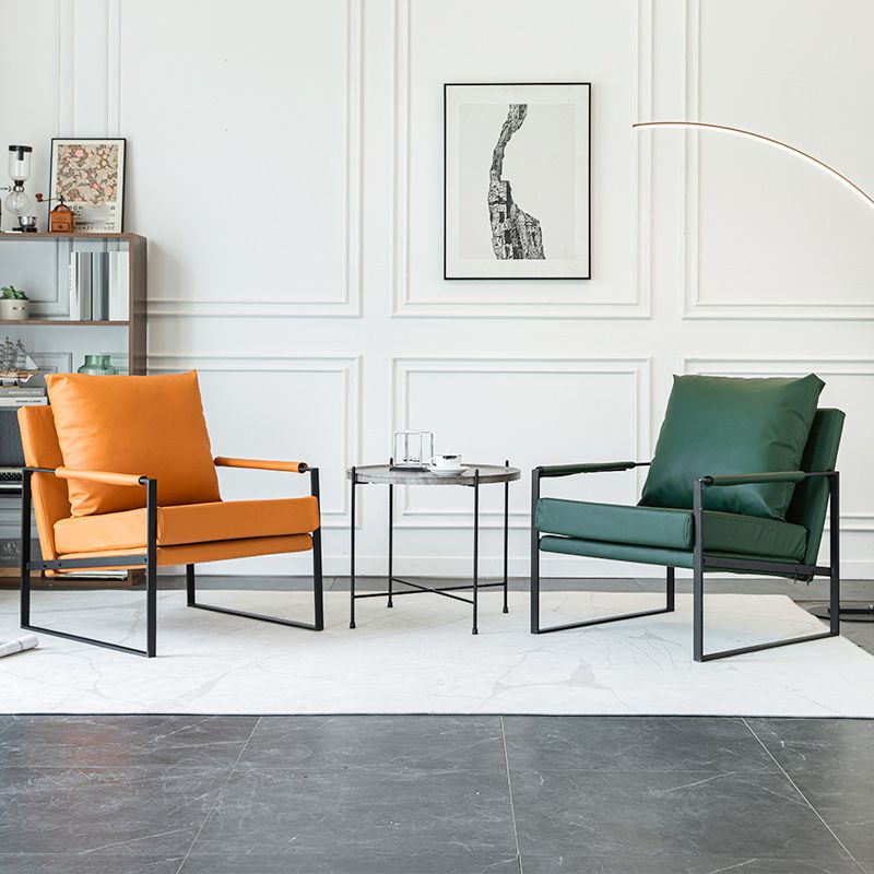 Modern Arm Chair Living Room Pillow Back Square Arms Leather Accent Chair Clearhalo 'Accent Chairs' 'accent_chairs' 'Chairs & Seating' 'furn' 'furn_accent_chairs' 'Furniture' 'Living Room Furniture' 1200x1200_ce0d3a8d-64e4-4bd9-be5f-8432914a0b97