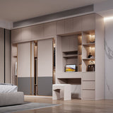 Glijdende houten garderobe kast eigentijdse garderobe armoire