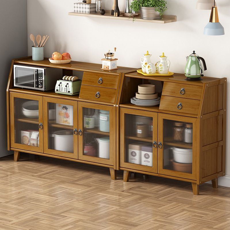 Moderner Bambus 37,4 "H Sideboard Buffet Esszimmer Buffet Server in Brown