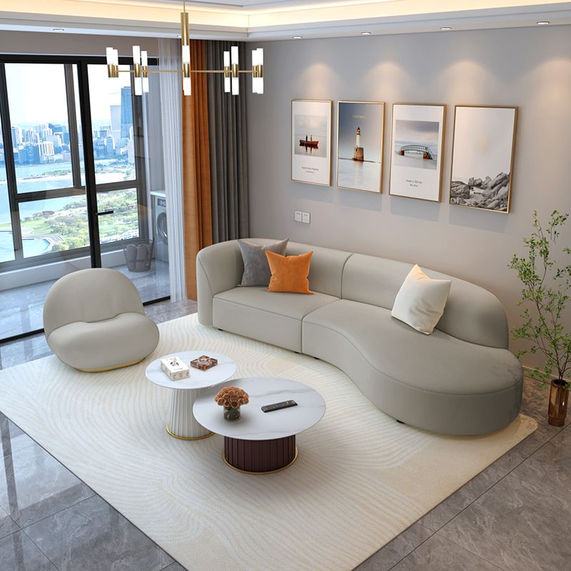 Grey Cushion Back Curved Sectional Sofa Scratch Resistant Sectionals Clearhalo 'furn' 'furn_sectionals' 'Furniture' 'Living Room Furniture' 'Sectionals' 1200x1200_ce102abc-a2a1-4593-8052-6ea14086582f