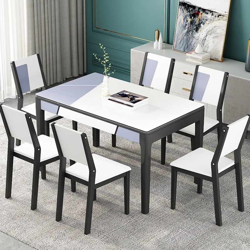 Glass Dining Table Mid-Century Style 4 Legs Base Rectangle Table for Dining Room Clearhalo ' dining_table' 'Dining Tables & Seating' 'Dining Tables' 'furn' 'furn_dining_table' 'Furniture' 'furniture_dining_table' 'Kitchen & Dining Furniture' 'kitchen&dining_furn' 'kitchen' 'kitchen_dining_table' 1200x1200_ce131915-07d0-4e6a-b005-dd5e8cbbaf78