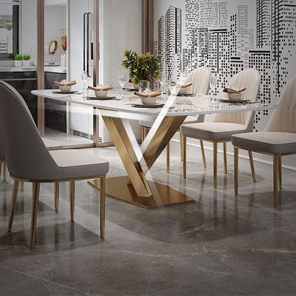 Traditional Luxury Dining Table Rectangle Sintered Stone Table with Gold Frame for Home Clearhalo ' dining_table' 'Dining Tables & Seating' 'Dining Tables' 'furn' 'furn_dining_table' 'Furniture' 'furniture_dining_table' 'Kitchen & Dining Furniture' 'kitchen&dining_furn' 'kitchen' 'kitchen_dining_table' 1200x1200_ce138807-b0dc-4834-ab9a-7d4863924bc8
