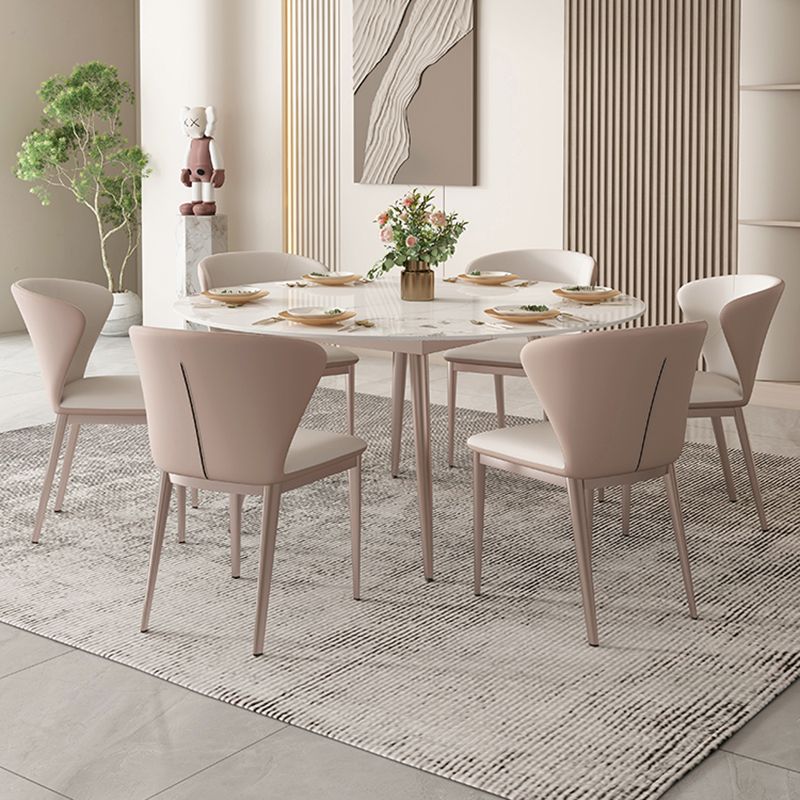 Set da pranzo in pietra sinterizzato 1/5/7 pezzi con mobili da cucina a base di metallo