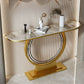 11" Wide Glam Console Table Stone Half Moon Console Accent Table