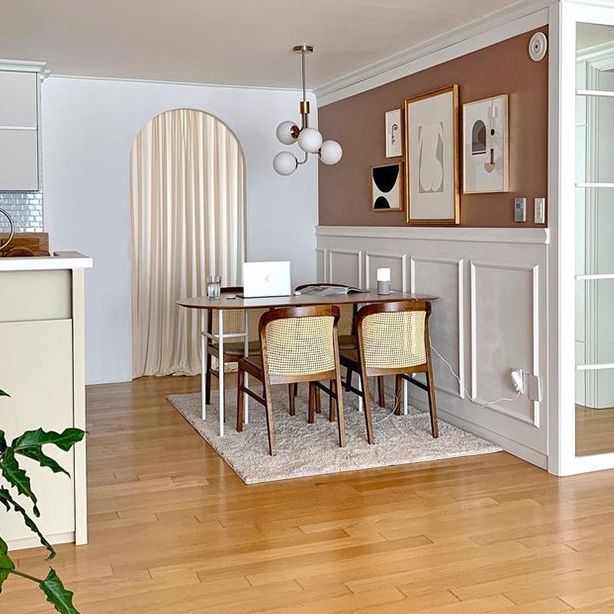 Minimalist Gold Solid Wood Dining Table Standard Kitchen Dining Table with 6 Legs Base Clearhalo ' dining_table' 'Dining Tables & Seating' 'Dining Tables' 'furn' 'furn_dining_table' 'Furniture' 'furniture_dining_table' 'Kitchen & Dining Furniture' 'kitchen&dining_furn' 'kitchen' 'kitchen_dining_table' 1200x1200_ce1700b5-d122-4f03-842e-c1eef5a7d92b