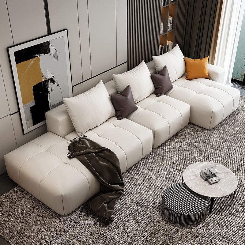 26 "H divano scandinavo di divano crema in pelle resistente alla pelle