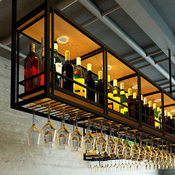 Metal Hanging Wine Glass Rack Modern Black Colour Wine Rack Kit Clearhalo 'furn' 'furn_wine_racks' 'Furniture' 'Kitchen & Dining Furniture' 'Wine Racks' 'wine_racks' 1200x1200_ce19c59c-e897-4c71-a4a3-656b7a05c055