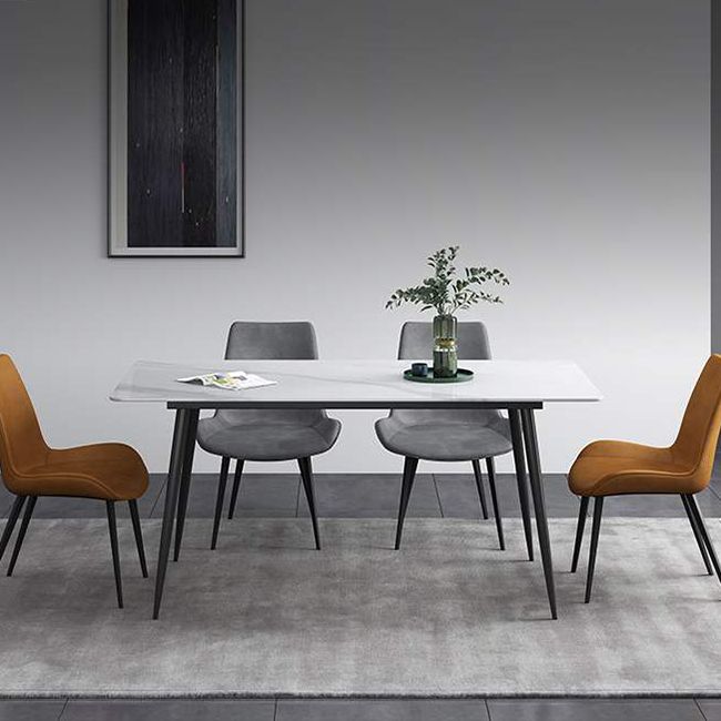 Industrial Home Sintered Stone Dining Table 4 Legs Carbon Steel Base Rectangle Table Clearhalo ' dining_table' 'Dining Tables & Seating' 'Dining Tables' 'furn' 'furn_dining_table' 'Furniture' 'furniture_dining_table' 'Kitchen & Dining Furniture' 'kitchen&dining_furn' 'kitchen' 'kitchen_dining_table' 1200x1200_ce19d8d5-61c2-4a9e-9cd7-0ac22240a687