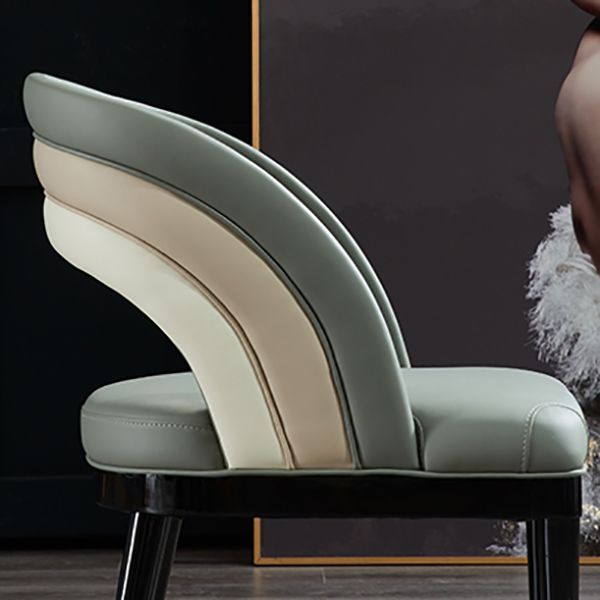 Glam Style Open Back Leather Upholstered Dining Chair with Wooden Legs Clearhalo 'Dining Chairs' 'Dining Tables & Seating' 'dining_chair' 'furn' 'furn_dining_chair' 'Furniture' 'Kitchen & Dining Furniture' 1200x1200_ce1dba61-17ed-4036-950f-8e63448815eb