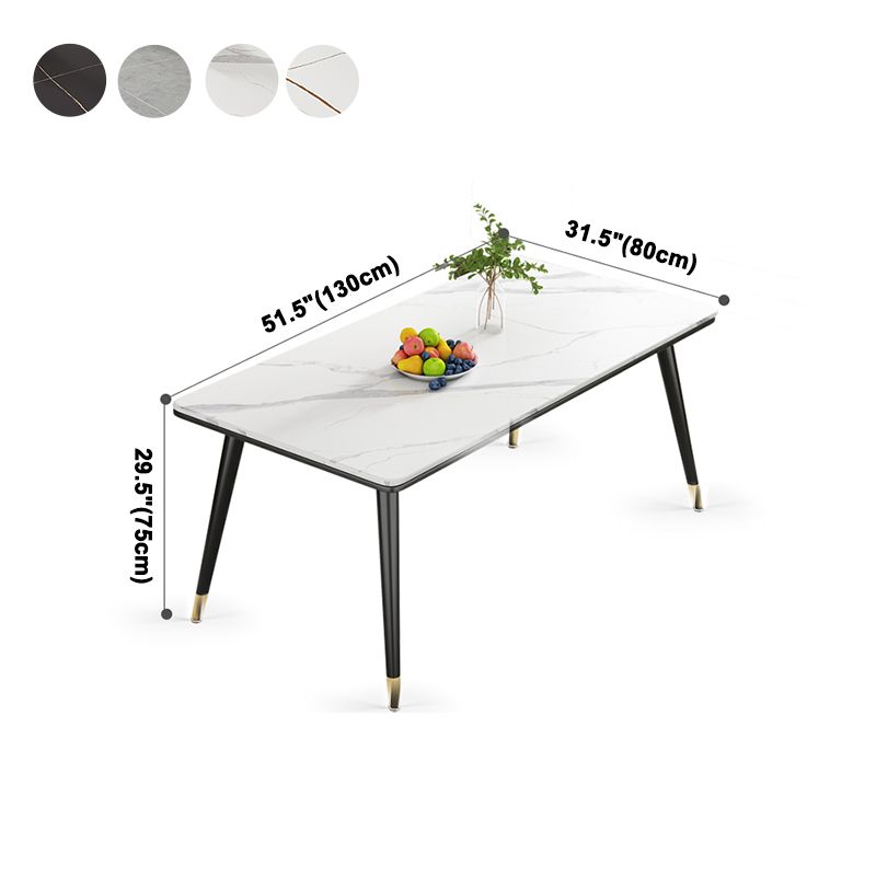 Sintered Stone Dining Table Luxury Style 4 Legs Base Rectangle Table for Home Clearhalo ' dining_table' 'Dining Tables & Seating' 'Dining Tables' 'furn' 'furn_dining_table' 'Furniture' 'furniture_dining_table' 'Kitchen & Dining Furniture' 'kitchen&dining_furn' 'kitchen' 'kitchen_dining_table' 1200x1200_ce1f782f-d0ad-4f11-a14e-22876239e9de