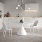 Round Stone Dining Table Modern Pedestal Dining Table in White and Black