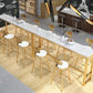 Glam Wood Bar Table with Rectangle Table Top Gold Trestle Table - 42" H Clearhalo 'Bar Furniture' 'Bar Tables' 'bar_tables' 'furn' 'furn_bar_tables' 'Furniture' 'furniture_bar_tables' 'Kitchen & Dining Furniture' 1200x1200_ce210a39-e3cf-402d-bd4b-e4b3b214f54a
