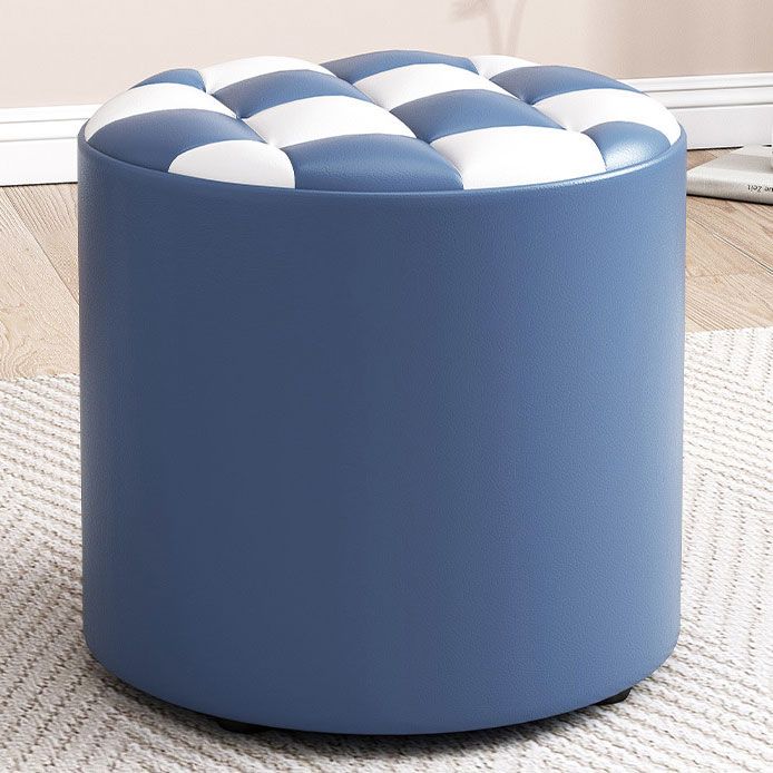 Mid-Century Modern Pouf Ottoman Faux Leather Tufted Square Pattern Round Ottoman Clearhalo 'furn' 'furn_ottomans_poufs' 'Furniture' 'Living Room Furniture' 'Ottomans & Poufs' 'ottomans_poufs' 1200x1200_ce222abd-b461-4434-b76b-4d01baa48fc9