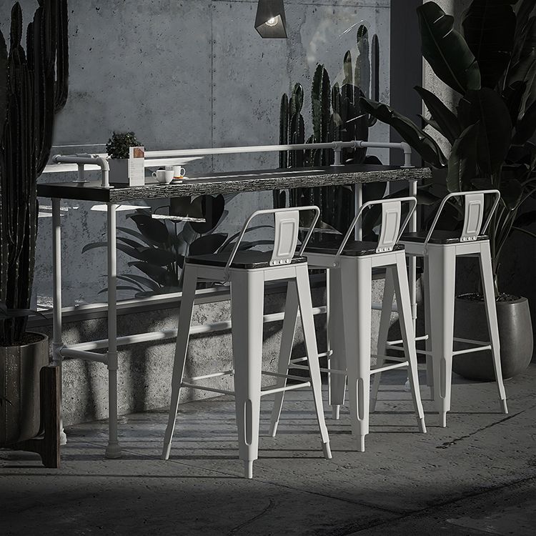 Industrial Black Wood Pub Table with Rectangle Table Top Trestle Table - 42" H Clearhalo 'Bar Furniture' 'Bar Tables' 'bar_tables' 'furn' 'furn_bar_tables' 'Furniture' 'furniture_bar_tables' 'Kitchen & Dining Furniture' 1200x1200_ce23c440-9d4f-4565-9d6f-b69f503f6c9f