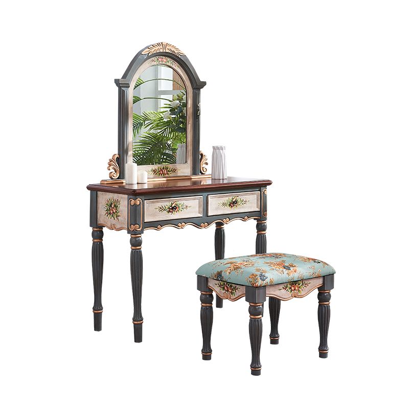 Victorian Wood Vanity Set with Stool and Mirror in Antique Oak Vanity Clearhalo 'Bedroom Furniture' 'furn' 'furn_makeup_vanities' 'Furniture' 'Makeup Vanities' 'makeup_vanities' 1200x1200_ce2407d6-0326-465d-aa0b-2677a34a1796