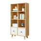Natural Modern Bookshelf Wood Closed Back Bookcase with Drawer Storage