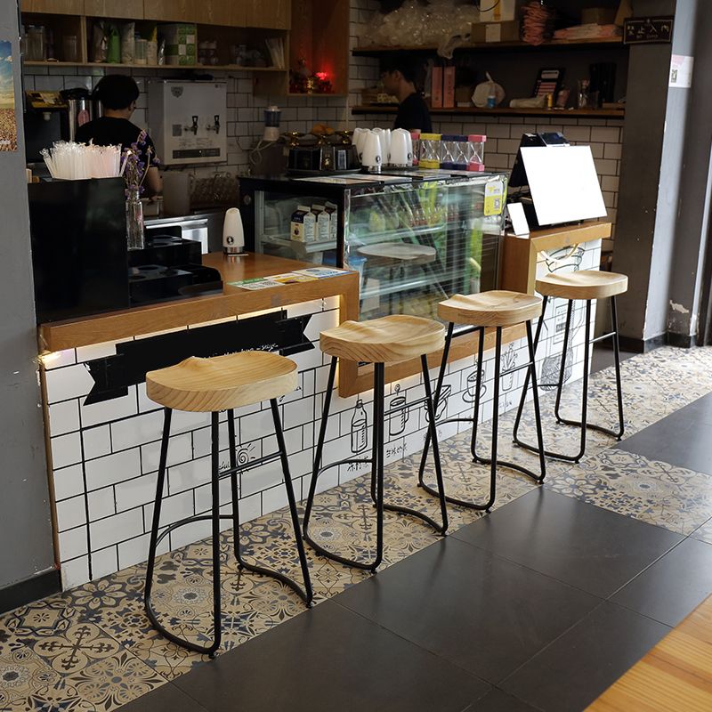 Modern Style Metal Bar Stool with Footrest Milk Tea Shop Bar Stool 30- Inches Clearhalo 'Bar Furniture' 'Bar Stools' 'bar_stools' 'furn' 'furn_bar_stools' 'Furniture' 'furniture_bar_stools' 'Kitchen & Dining Furniture' 1200x1200_ce258a15-092c-4cca-b793-df782125ccc5