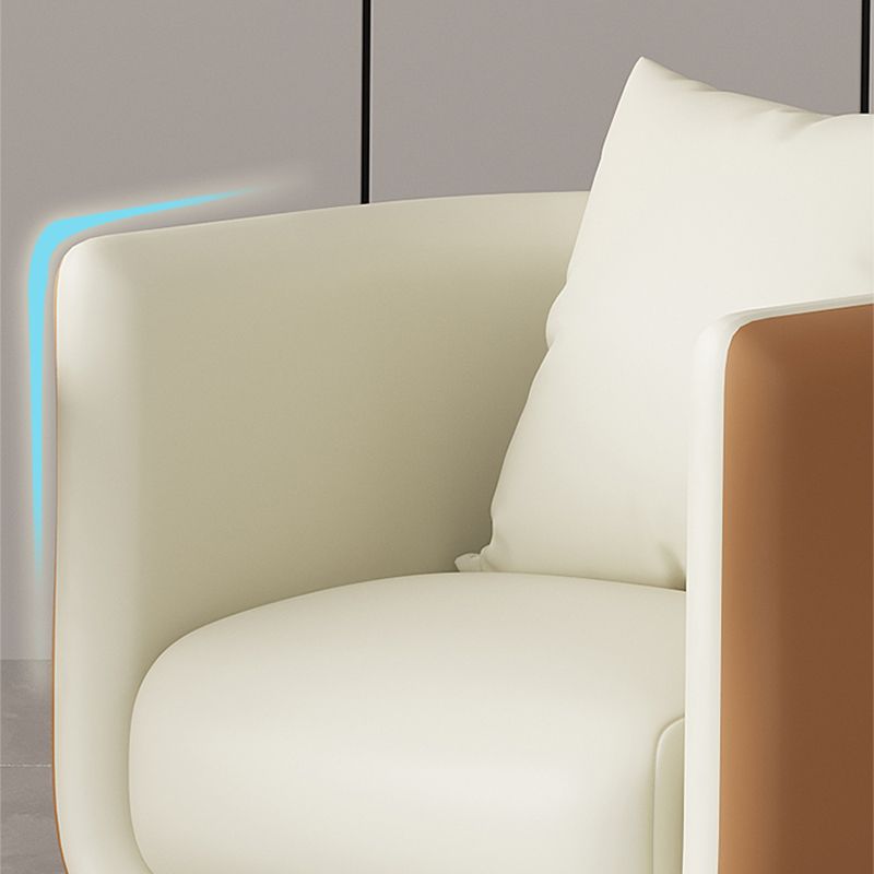 Faux Leather Barrel Chair 29.52" Wide Arms Included Barrel Accent Chair