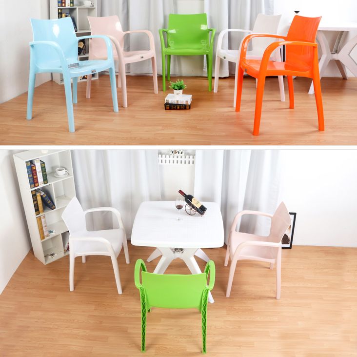 Contemporary Style Kitchen Dining Chairs Stackable Dining Arm Chairs (Set of 4) Clearhalo ' kitchen&dining_furn' 'Dining Chairs' 'Dining Tables & Seating' 'dining_chair' 'furn' 'furn_dining_chair' 'Furniture' 'furniture_dining_chair' 'Kitchen & Dining Furniture' 'kitchen' 1200x1200_ce26be0e-9599-473e-9ddf-25ce1dc8548d