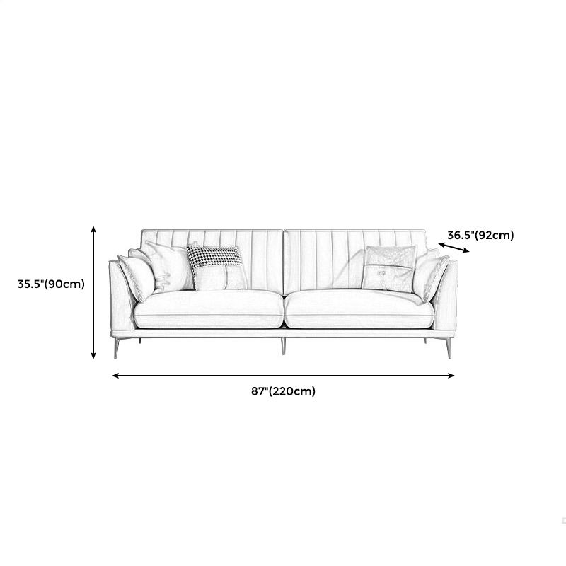 Modern Style Solid Wood Material Base Cloth Art & Leather Rice White Rectangular Sofa Clearhalo 'furn' 'furn_sofas' 'Furniture' 'furniture_sofas' 'kitchen' 'kitchen_sofas' 'Living Room Furniture' 'Sofa' 'sofas' 1200x1200_ce26d2e8-b2dc-48a8-81ba-e54566dbdd40
