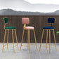 Glam Round Counter Stool Footrest Upholstered Low Back Indoor  Dining Stool