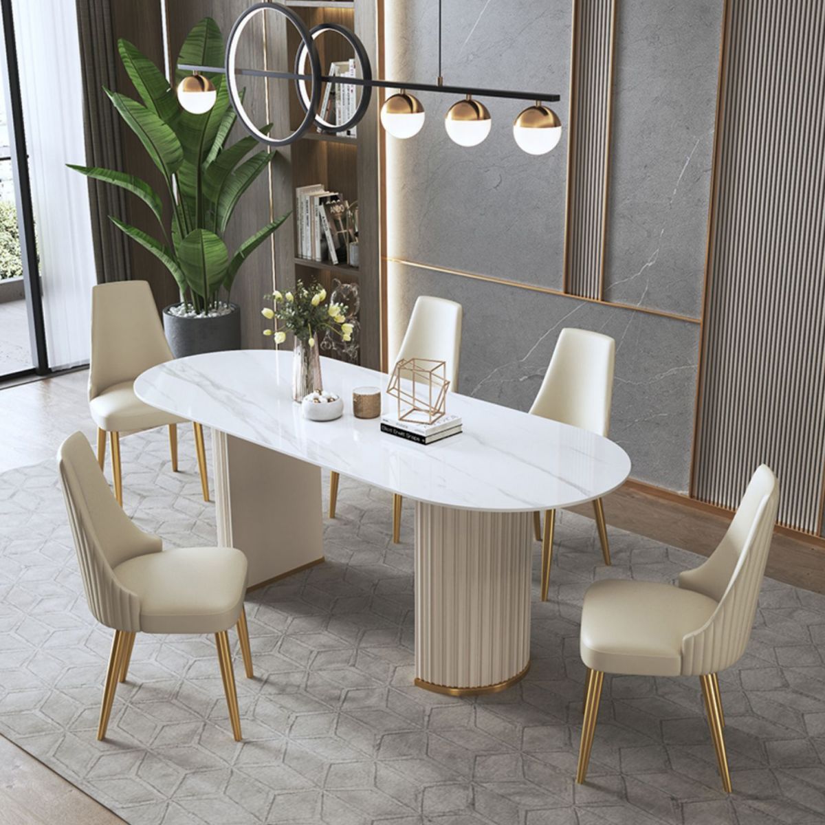 Traditional Luxury Oval Dining Table Sintered Stone Table with Double Pedestal Base Clearhalo ' dining_table' 'Dining Tables & Seating' 'Dining Tables' 'furn' 'furn_dining_table' 'Furniture' 'furniture_dining_table' 'Kitchen & Dining Furniture' 'kitchen&dining_furn' 'kitchen' 'kitchen_dining_table' 1200x1200_ce297900-5553-4a3f-a432-dcbd17eece65