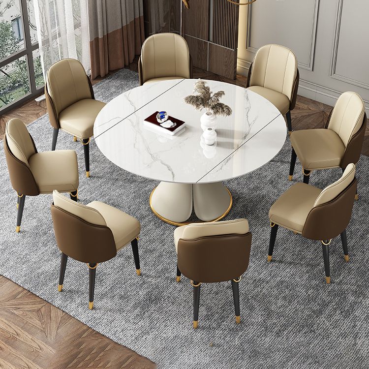 Glam Style Sintered Stone Dining Set Round 1/2/3/5/6/7/9 Pieces Dining Set for Home Use Clearhalo 'Dining Room Sets' 'Dining Tables & Seating' 'dining_room_set' 'furn' 'furn_dining_room_set' 'Furniture' 'Kitchen & Dining Furniture' 1200x1200_ce2a764e-39c0-4ee7-9738-cc77da5ce7f3
